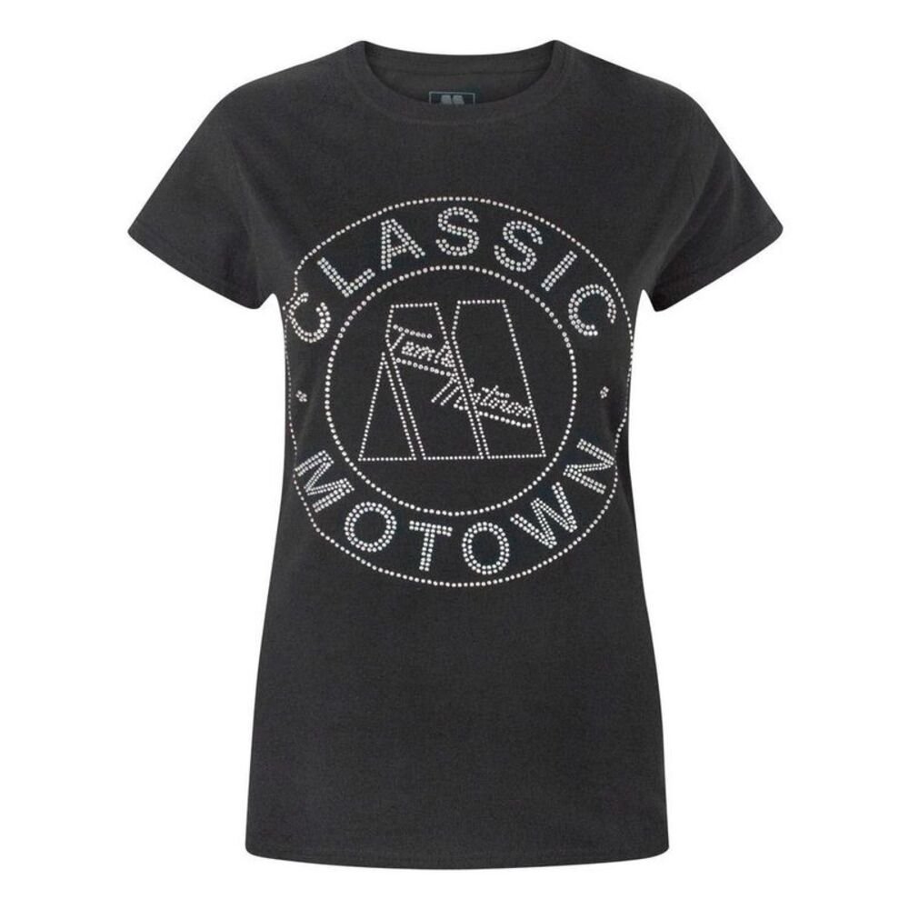 Motown Records Womens/Ladies Classic Embellished T-Shirt / Black
